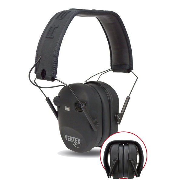 Vertex Rechargeable Slim Dual-mic Electronic Earmuff - Black
